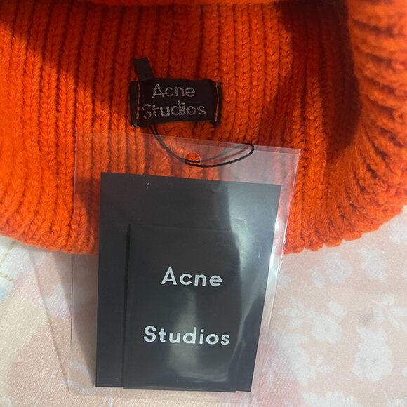 Acne Studios Orange Knit Beanie - Picture 5 of 8